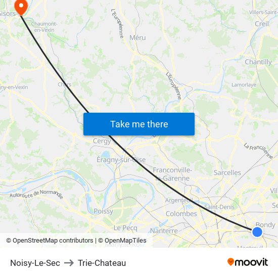 Noisy-Le-Sec to Trie-Chateau map