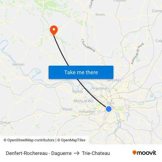 Denfert-Rochereau - Daguerre to Trie-Chateau map