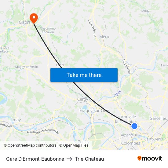 Gare D'Ermont-Eaubonne to Trie-Chateau map