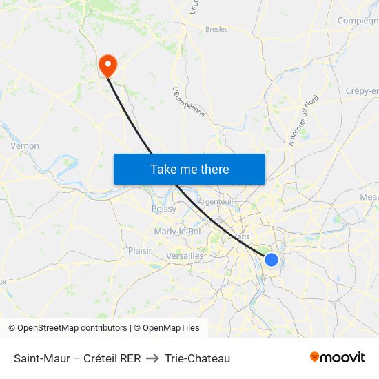 Saint-Maur – Créteil RER to Trie-Chateau map
