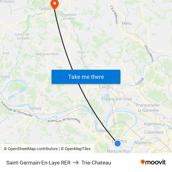 Saint-Germain-En-Laye RER to Trie-Chateau map