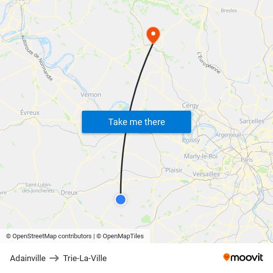 Adainville to Trie-La-Ville map