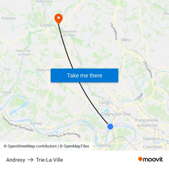 Andresy to Trie-La-Ville map