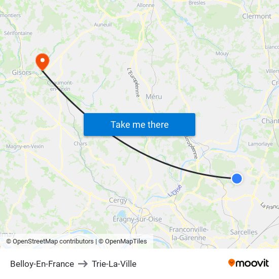 Belloy-En-France to Trie-La-Ville map