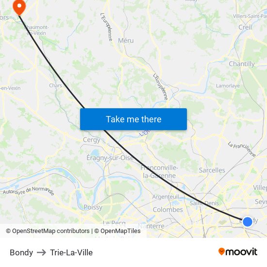Bondy to Trie-La-Ville map