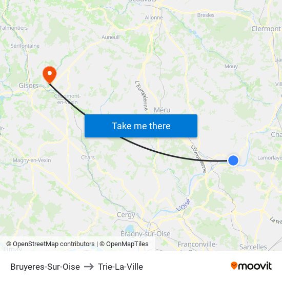 Bruyeres-Sur-Oise to Trie-La-Ville map
