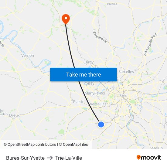 Bures-Sur-Yvette to Trie-La-Ville map