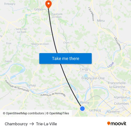 Chambourcy to Trie-La-Ville map