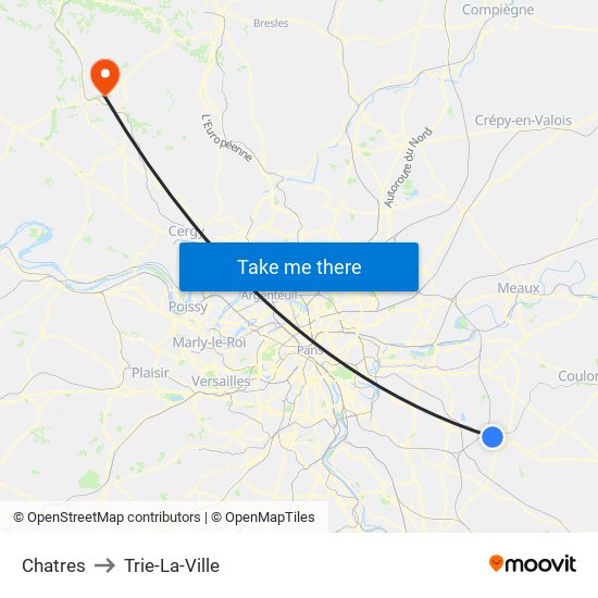 Chatres to Trie-La-Ville map
