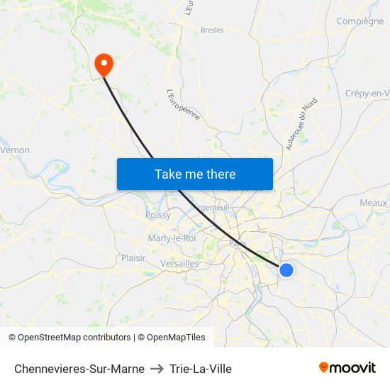 Chennevieres-Sur-Marne to Trie-La-Ville map