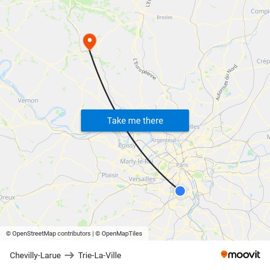 Chevilly-Larue to Trie-La-Ville map