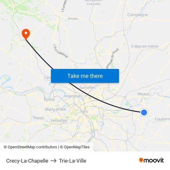Crecy-La-Chapelle to Trie-La-Ville map