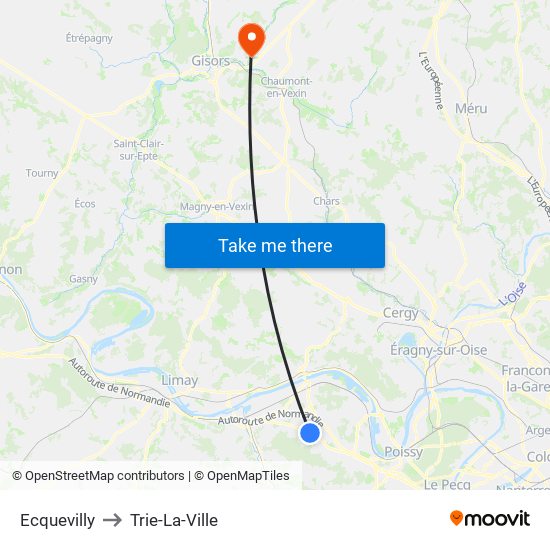 Ecquevilly to Trie-La-Ville map