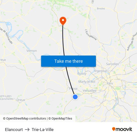 Elancourt to Trie-La-Ville map