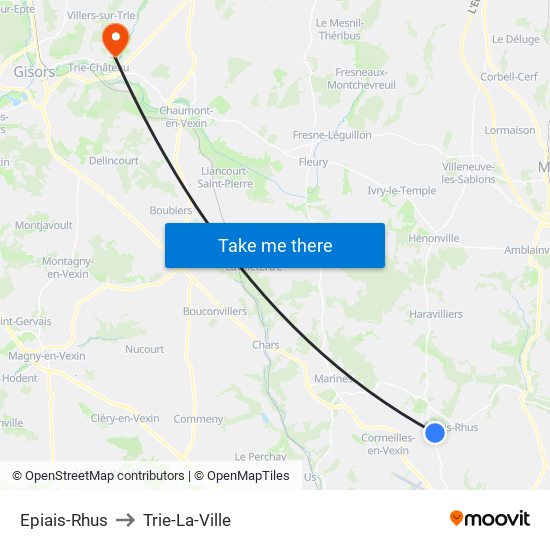 Epiais-Rhus to Trie-La-Ville map