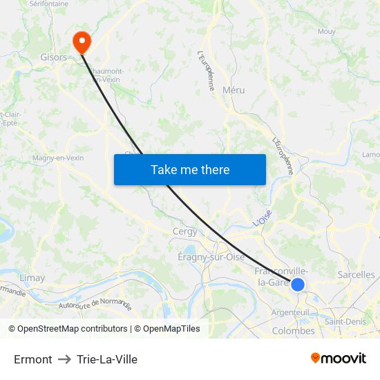 Ermont to Trie-La-Ville map