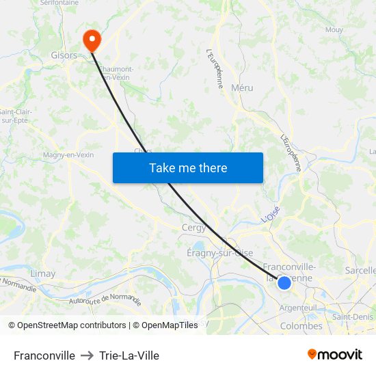 Franconville to Trie-La-Ville map