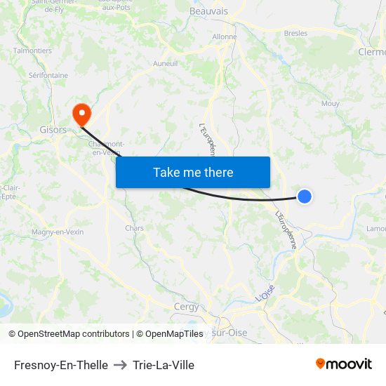 Fresnoy-En-Thelle to Trie-La-Ville map