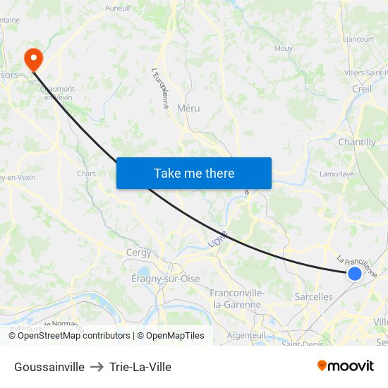 Goussainville to Trie-La-Ville map