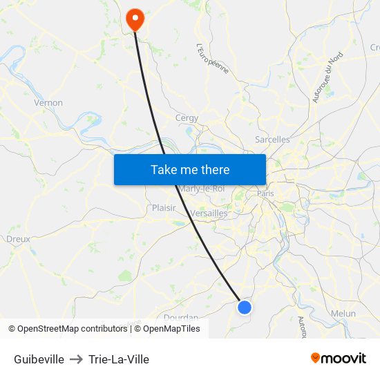 Guibeville to Trie-La-Ville map