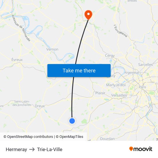 Hermeray to Trie-La-Ville map