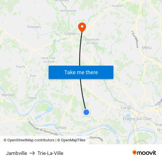 Jambville to Trie-La-Ville map