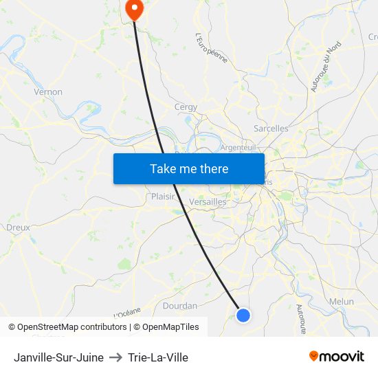 Janville-Sur-Juine to Trie-La-Ville map