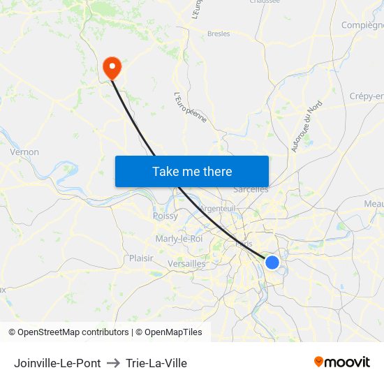 Joinville-Le-Pont to Trie-La-Ville map