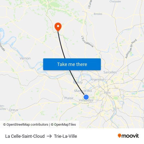 La Celle-Saint-Cloud to Trie-La-Ville map