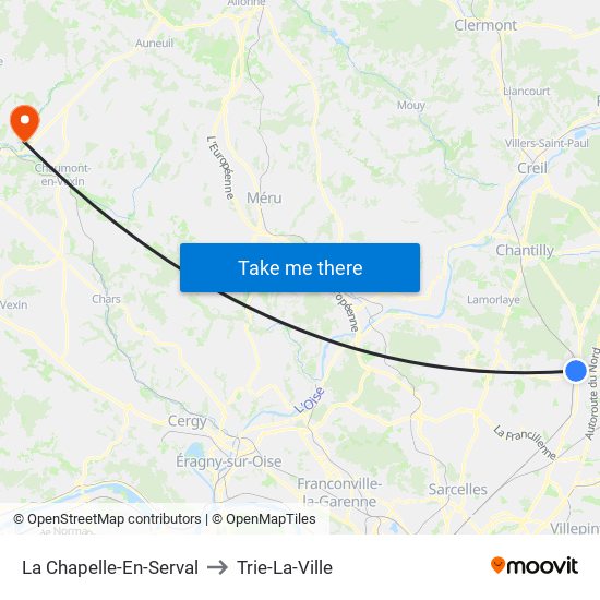La Chapelle-En-Serval to Trie-La-Ville map