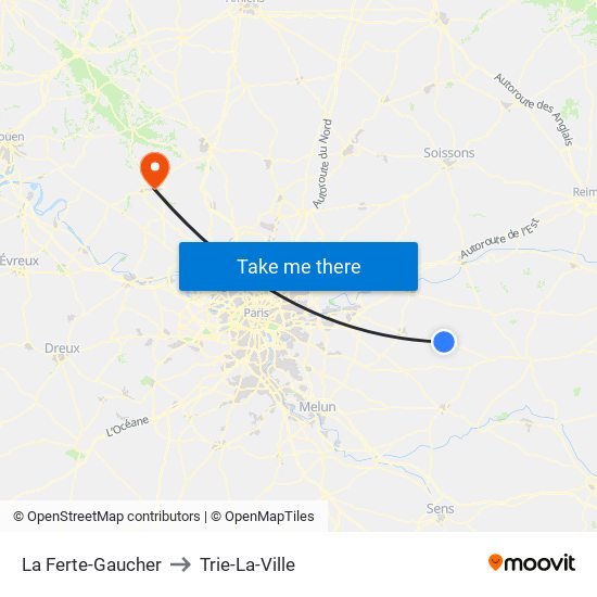 La Ferte-Gaucher to Trie-La-Ville map