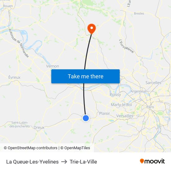 La Queue-Les-Yvelines to Trie-La-Ville map