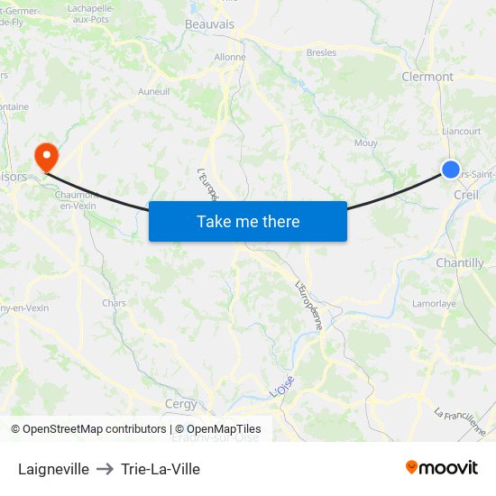 Laigneville to Trie-La-Ville map