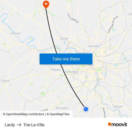 Lardy to Trie-La-Ville map