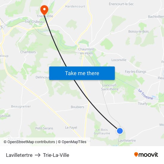 Lavilletertre to Trie-La-Ville map