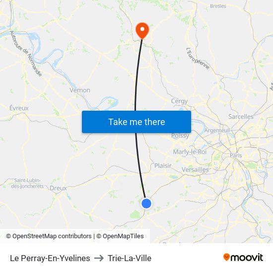 Le Perray-En-Yvelines to Trie-La-Ville map