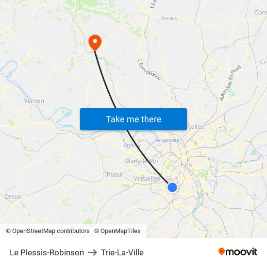 Le Plessis-Robinson to Trie-La-Ville map