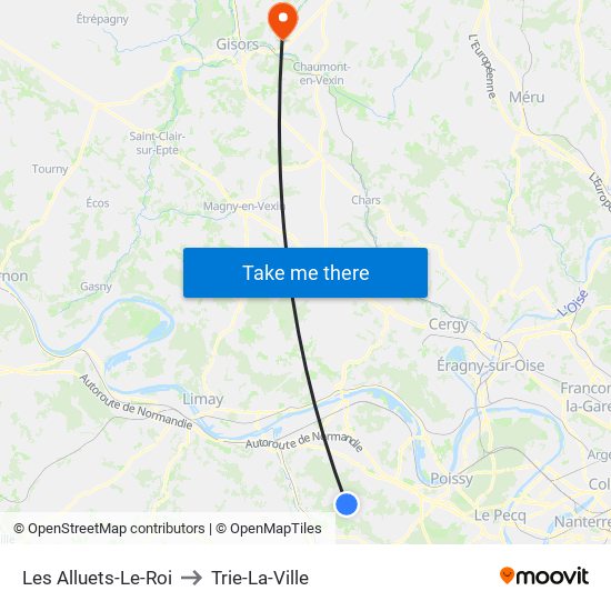 Les Alluets-Le-Roi to Trie-La-Ville map