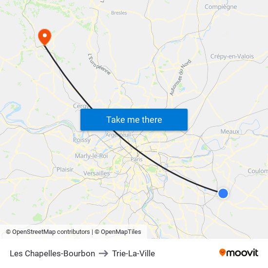 Les Chapelles-Bourbon to Trie-La-Ville map