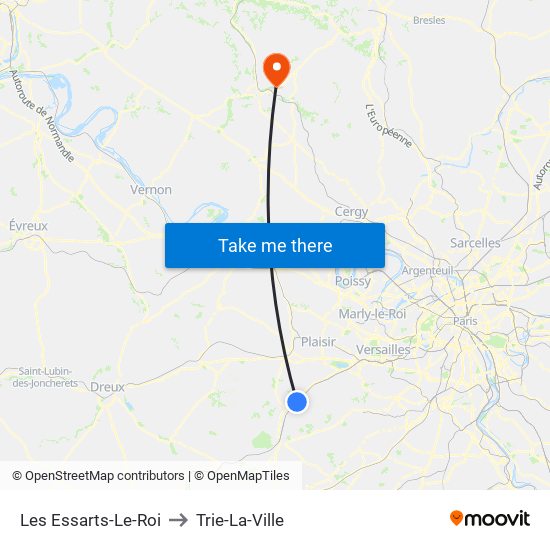 Les Essarts-Le-Roi to Trie-La-Ville map