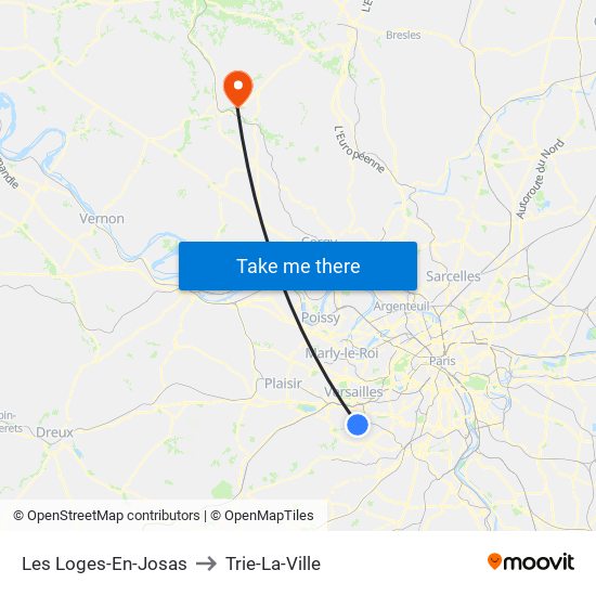 Les Loges-En-Josas to Trie-La-Ville map