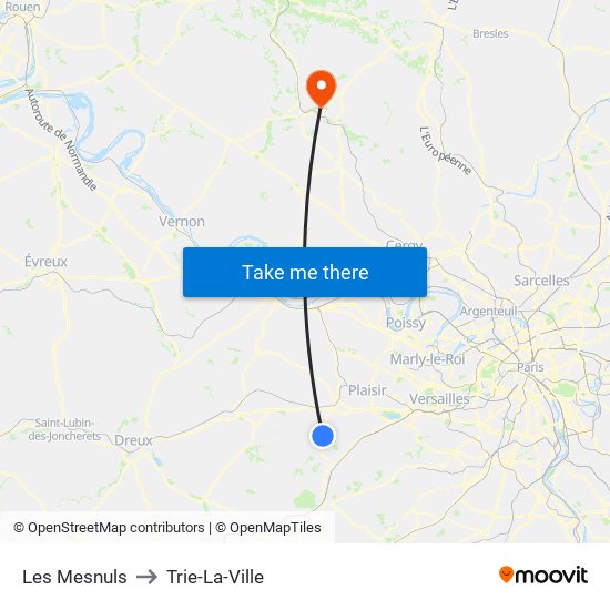 Les Mesnuls to Trie-La-Ville map