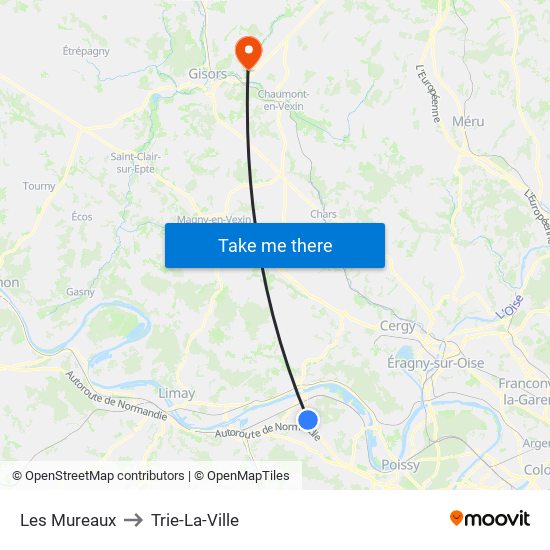 Les Mureaux to Trie-La-Ville map