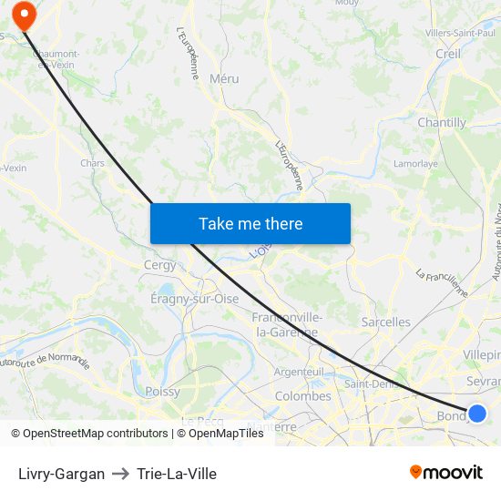 Livry-Gargan to Trie-La-Ville map