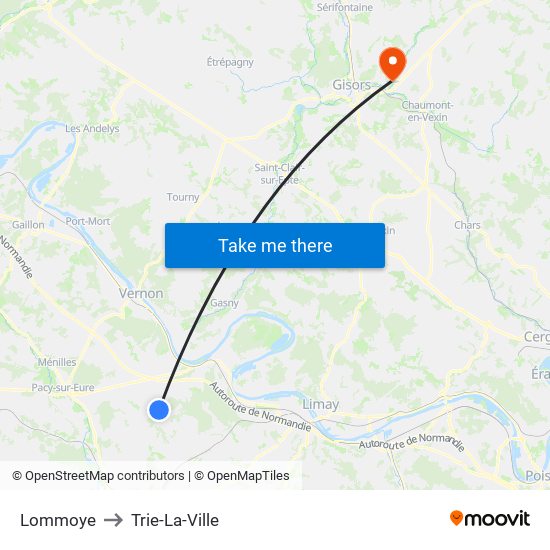 Lommoye to Trie-La-Ville map