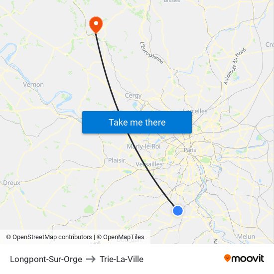 Longpont-Sur-Orge to Trie-La-Ville map
