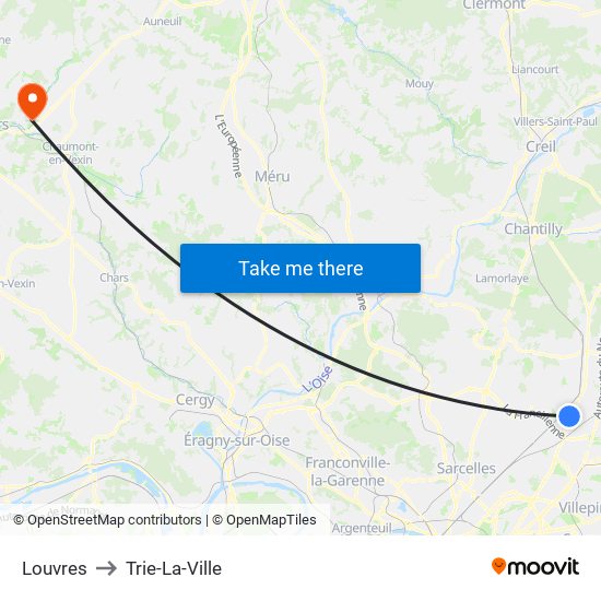 Louvres to Trie-La-Ville map