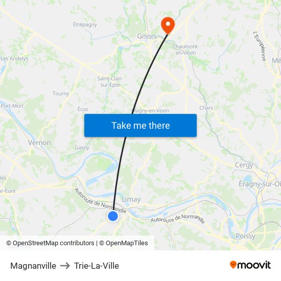 Magnanville to Trie-La-Ville map