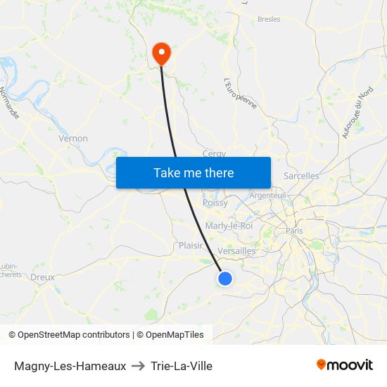 Magny-Les-Hameaux to Trie-La-Ville map