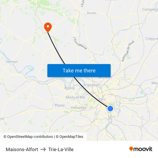 Maisons-Alfort to Trie-La-Ville map